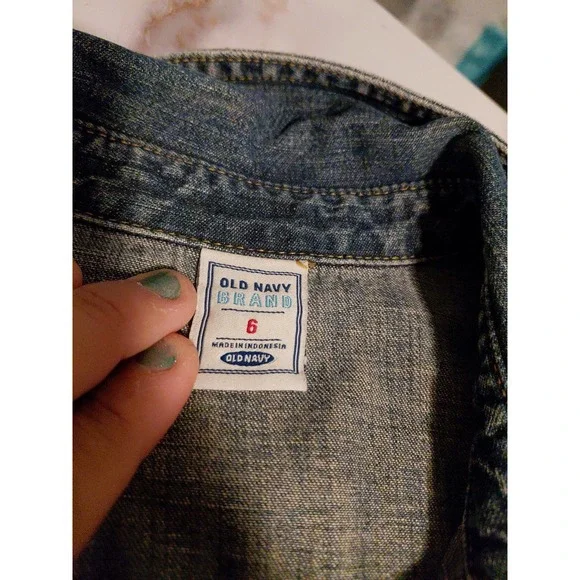 vintage Old Navy denim Dress Y2K fashion era short-sleeve denim shirt dress Sz 6 - Picture 7 of 15